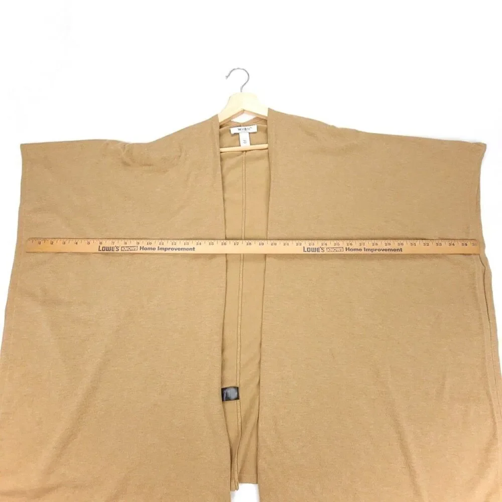 WHITE HOUSE BLACK MARKET Ruana Open Front Poncho Knit Cover Up Shawl Tan Camel